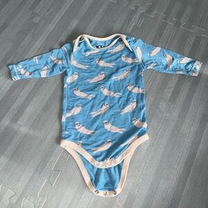 Kickee Blue Moon Sea Otter Long-Sleeve Baby One-Piece